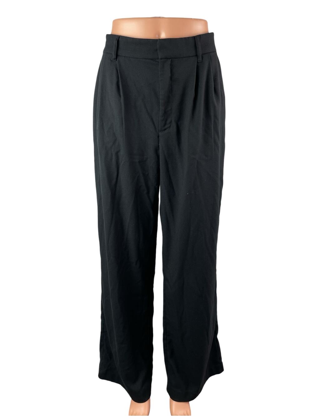 Hollister Women's Black High Waisted Pleated Wide Leg Trousers Pants Size L